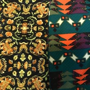 LuLaRoe Cassie Skirts with Green and Orange Patterns